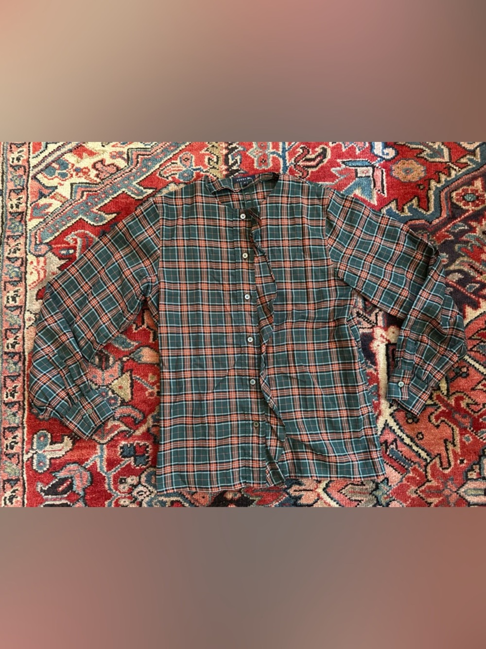 Soeur Donatella Checkered Longsleeve Cotton Blouse— FR 36/US XS
